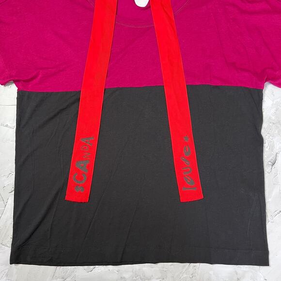 Sonia Rykiel Tie Neck T-Shirt Scandaleuse SIZE L Purple Black SS Top - Picture 5 of 10